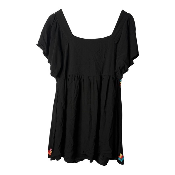 Savanna Jane Black Embroidered Babydoll Mini Dress Boho‎ Festival Size Medium - Picture 6 of 8